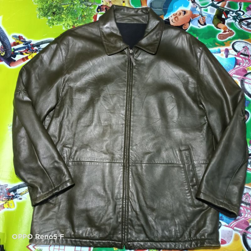 JAKET KULIT PRIA YSL BOLAK BALIK