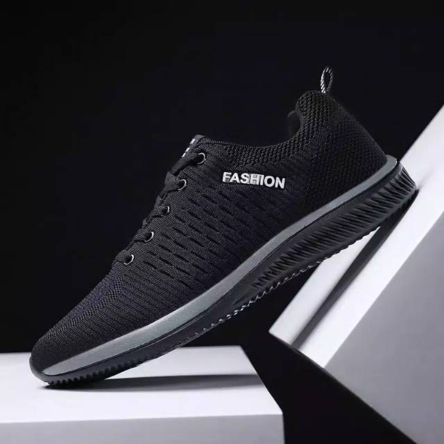 GROSIR SEPATU IMPORT PRIA WOVEN HITAM