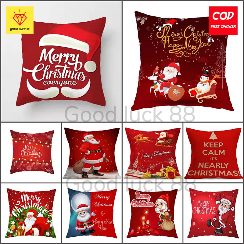 Sarung Bantal Sofa Natal Christmas 45x45 Import Resleting Motif Terbaru dan Terlengkap