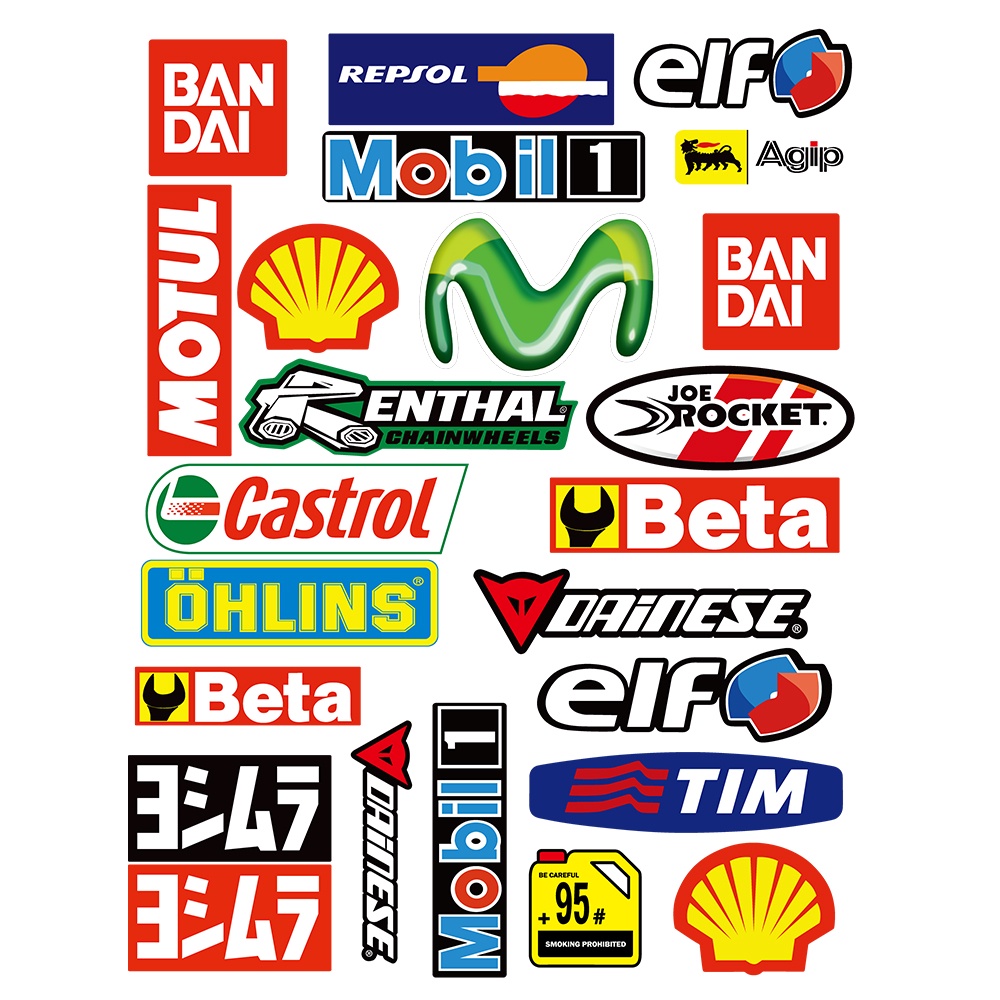 Reflektif Sepeda Motor Stiker Motul BANDAI Movistar OHLINS Helm Dekorasi Stiker Sepeda Motor Styling Aksesoris