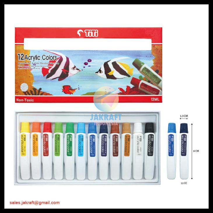 

Cat Lukis Akrilik Acrylic Paint Set 12 Warna Titi Acc-12Ml-12 Kode 285