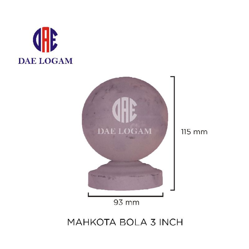 Ornamen Pagar Besi Mahkota Bola 3 inch