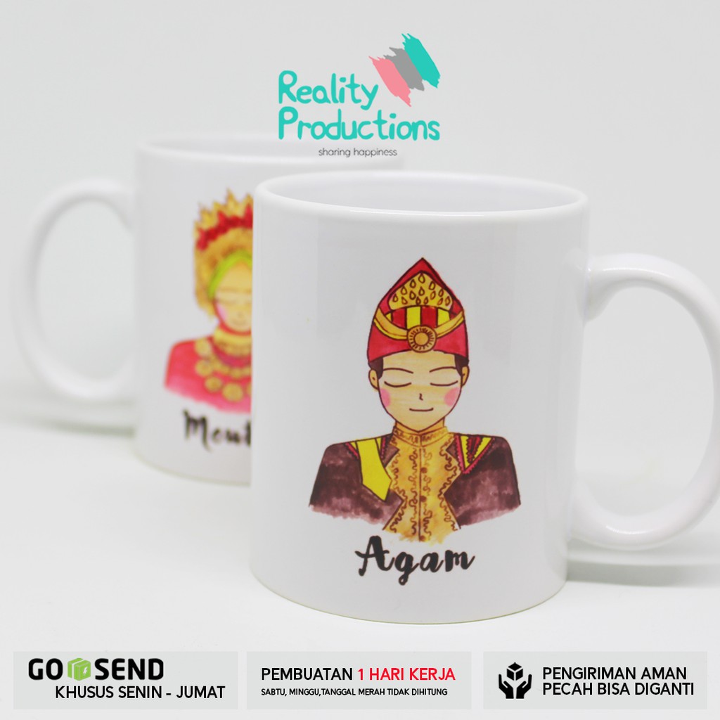 Mug Couple Pengantin Aceh Hijab untuk Kado Pernikahan