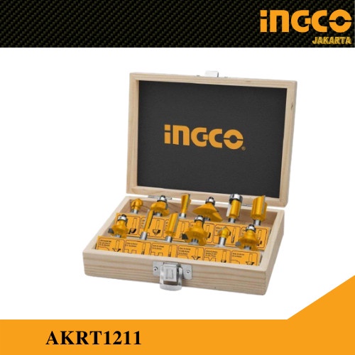 Mata Profil Kayu 12pcs (8mm) Router Bits INGCO AKRT1211 Mata Trimmer