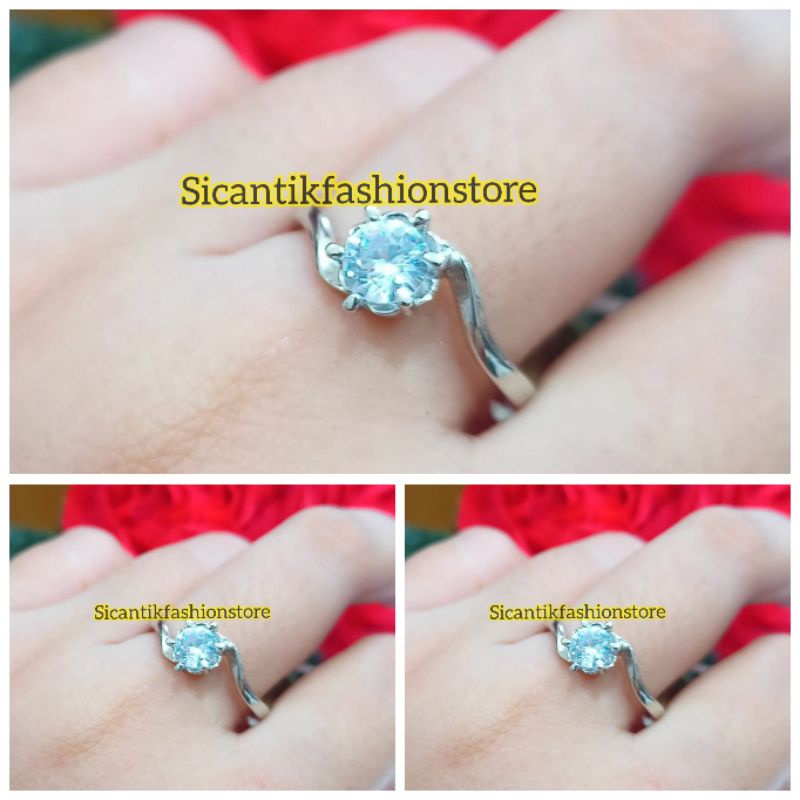 Cincin Titanium Wanita Silver Terlaris Anti Karat Tidak Luntur Cincin Wanita Kekinian Mewah Murah