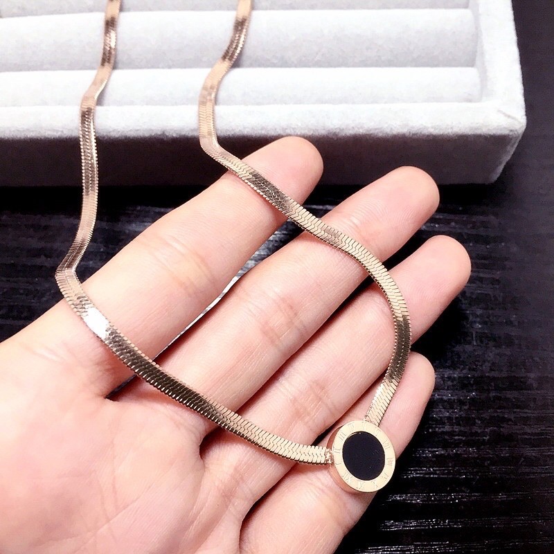 Titanium kalung Simple anti karat &amp; luntur Rose gold korea