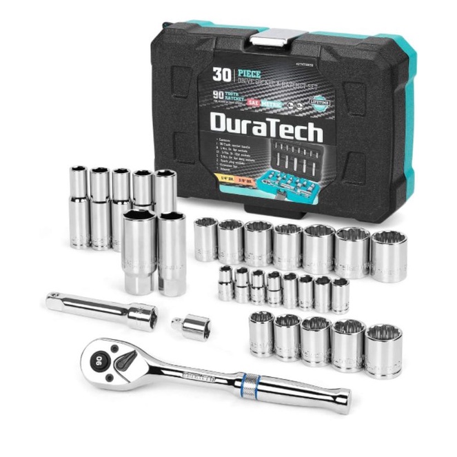 Kunci Sok Set 30 Pcs 1/4" & 3/8" Mechanic Tools Duratech