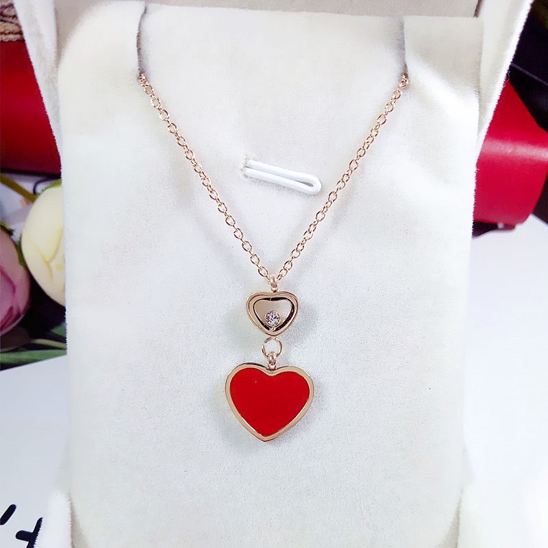 Kalung love moonaly warna titanium anti karat