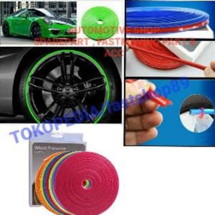 LIS PELINDUNG PELEK / VELG RIM PROTECTOR UNIVERSAL 1 SET 4 VELG HIJAU murah