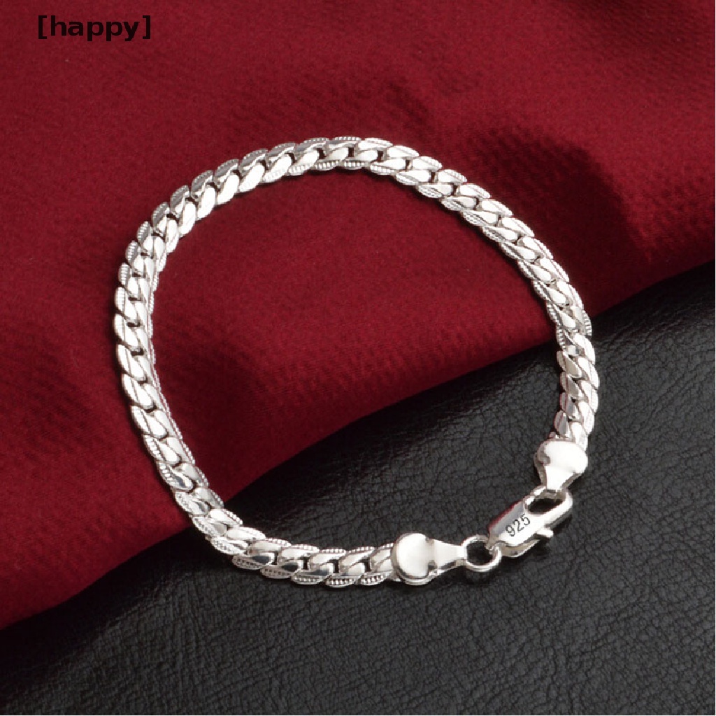 Gelang Rantai Ular Lapis Silver Lebar 5mm Untuk Pria