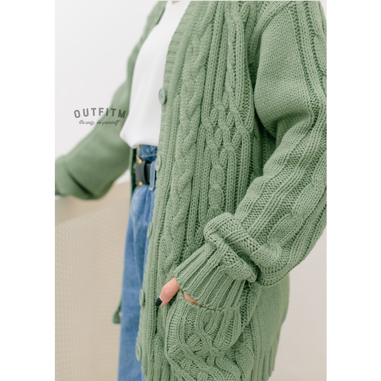 Outfitm Long Cable Knit Cardigan - Kardigan Rajut-3
