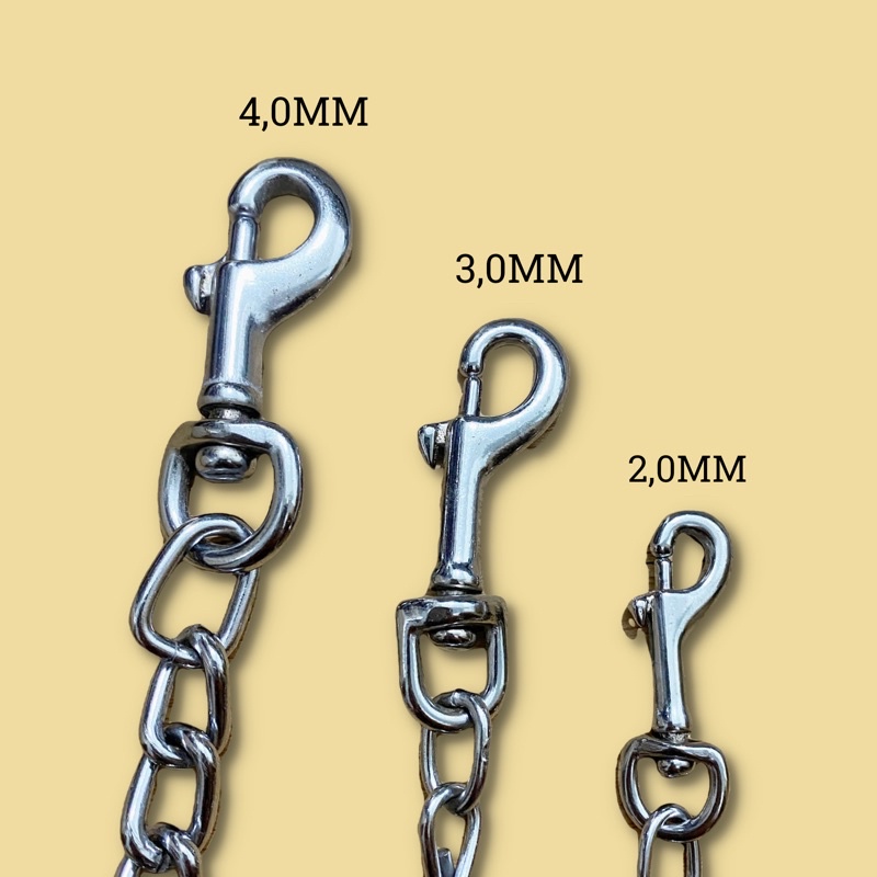 TALI TUNTUN ANJING KUCING CHOKE CHAIN 4.0MM x 1,2M