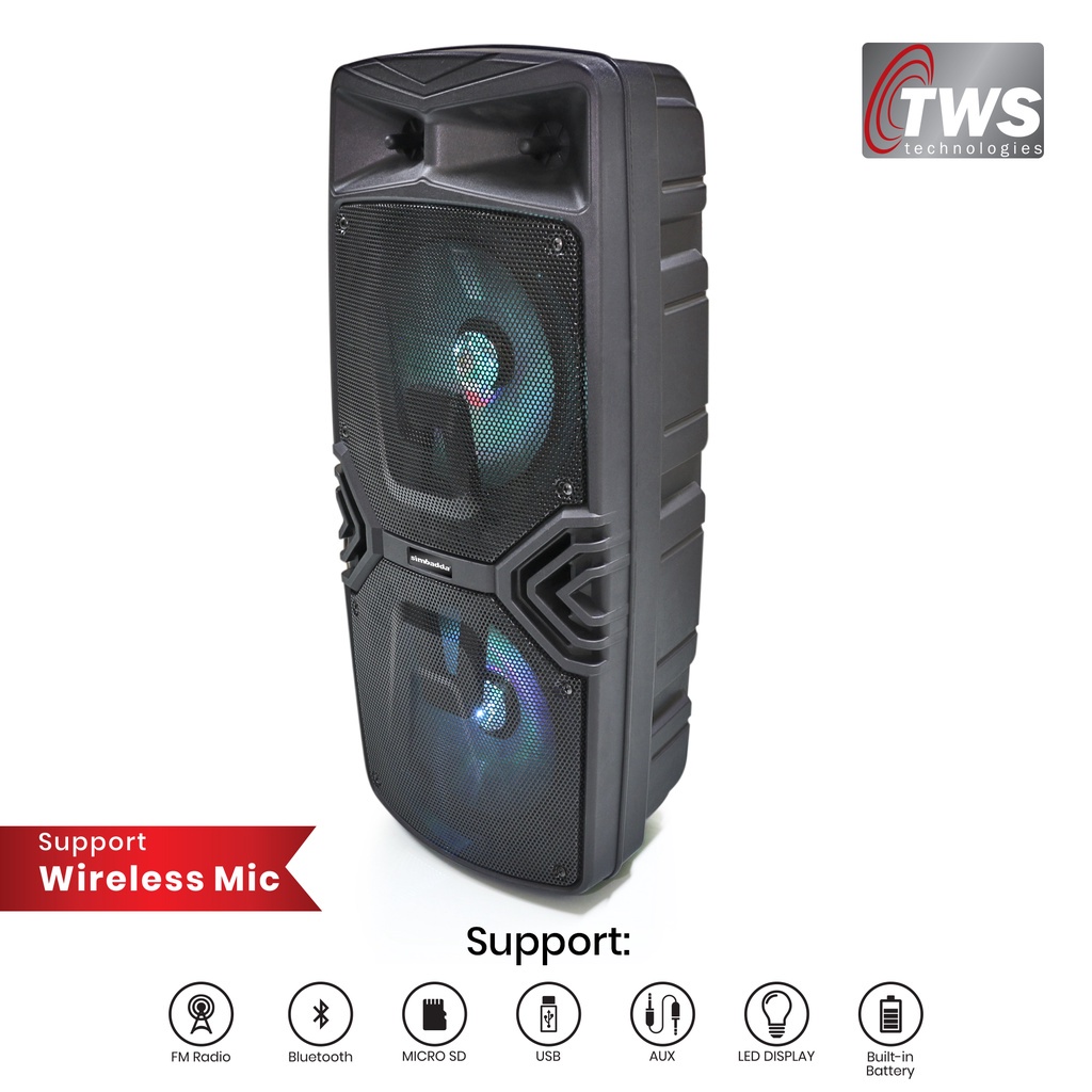 Speaker Karaoke Simbadda CST 28N Remote + 2 Mic , LED Display , Bluetooh , SD Card, USB