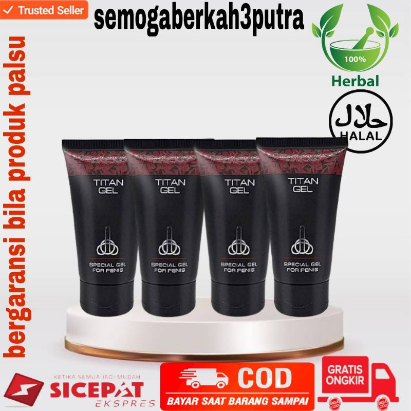 Paket 4 botol Titan gel Asli Original BPOM pembesar penis pria permanen Titan obat kuat jell