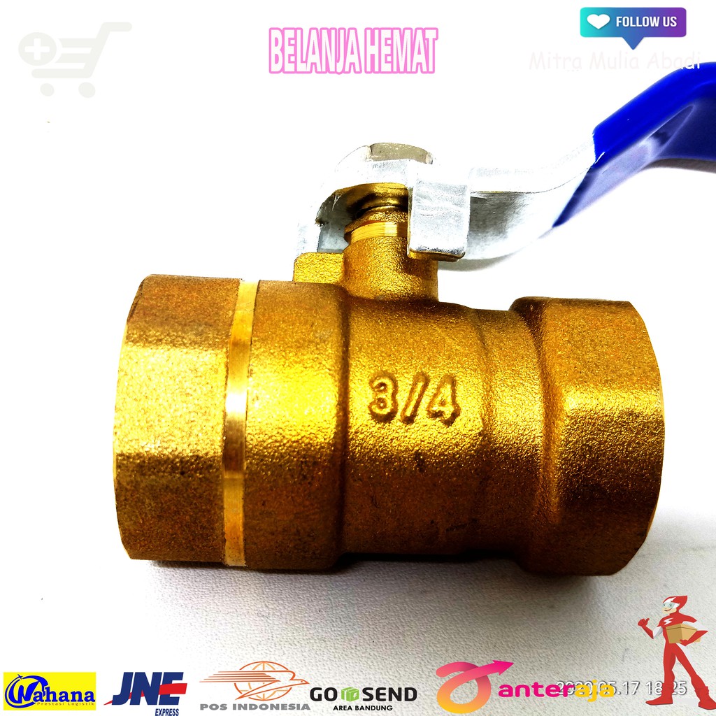 Ball Valve Kuningan ukuran 3/4 inchi - stop Kran Keran