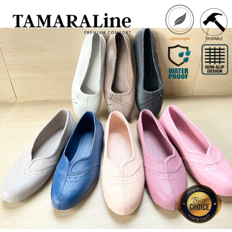 Sepatu Karet Wanita Suster Dewasa / Remaja - TAMARALINE 107 / Bahan Premium Lentur Empuk Ringan Kuat Anti Slip Anti Air / Model Casual Capung Balet Santai Rumah Kerja Outdoor Kamar Mandi  Murah Original