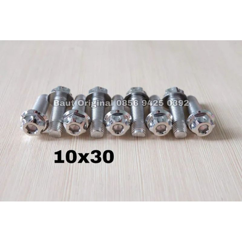 baut probolt 10x30 stainless new model drat 14 panjang 3cm silver gs1 gear 2 kunci belimbing heng