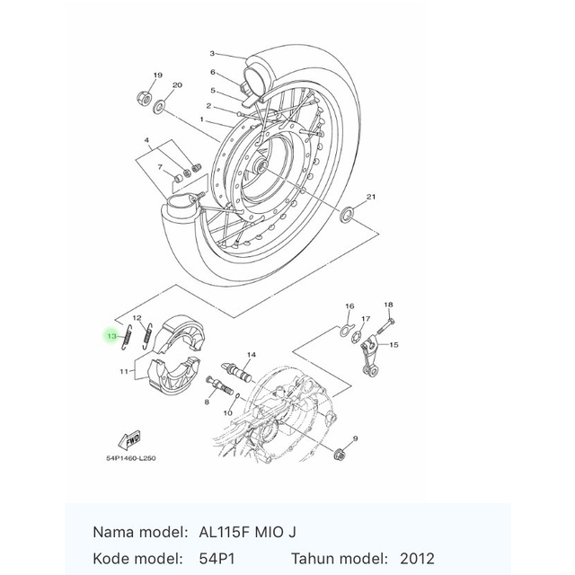 Per Kampas Rem Belakang Mio J, Mio Gt 90506-15001