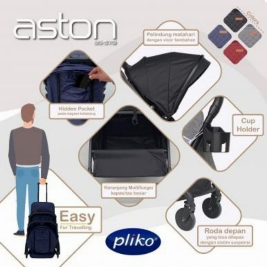 stroller pliko aston pk 570 kereta dorong bayi pliko aston bisa dorong kaya koper