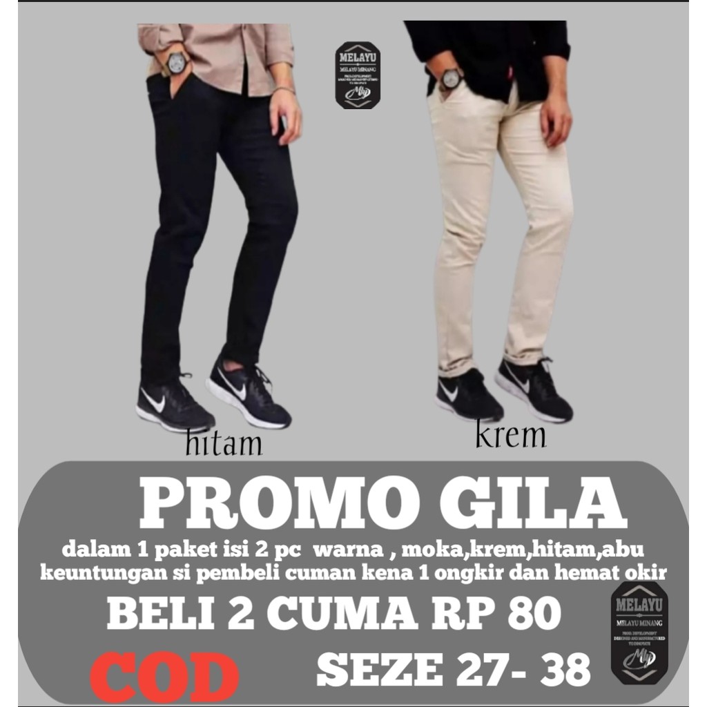 PROMO GILA BELI 1 GRATIS 1 PC CELANA BAHAN | KERJA | CHINOS KANTOR | PANJANG SLIMFIT COD_