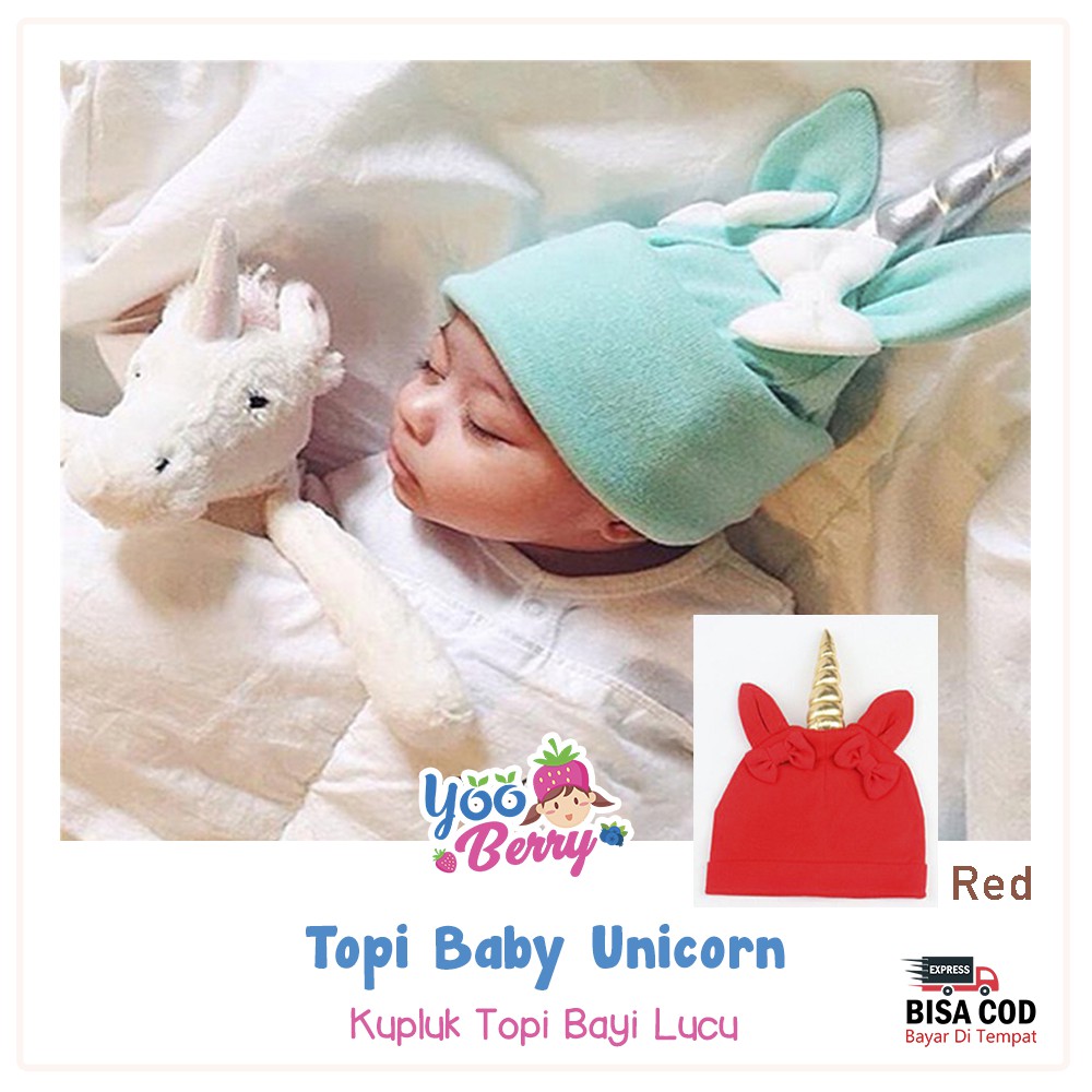 Berry Mart Topi Kupluk Bayi Impor Baby Unicorn Hat Lucu Aksesoris Baju Bayi Berry Mart