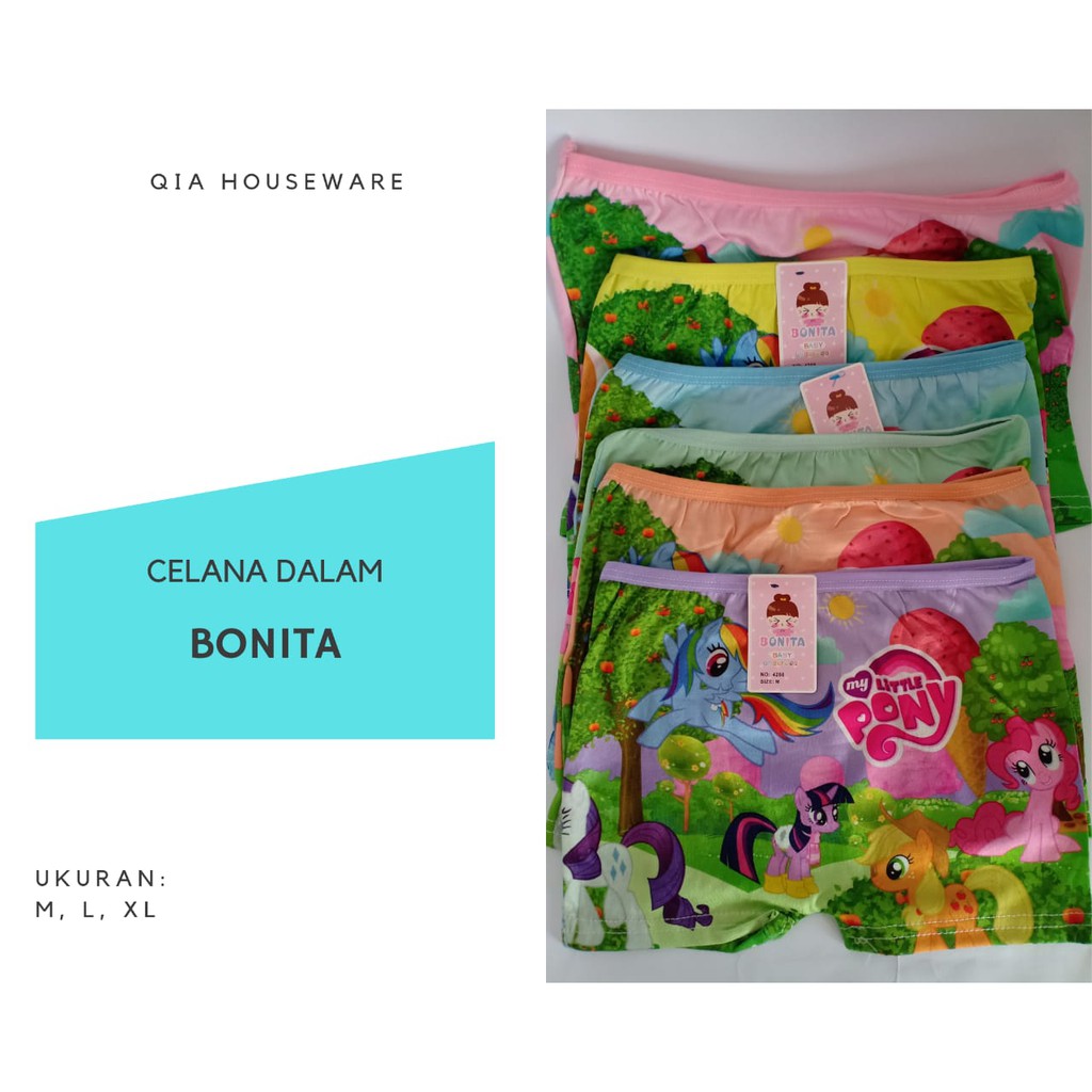 Celana Dalam Boxer Anak cewek Perempuan Motif BONITA 4288 Spandex Ukuran M, L, XL