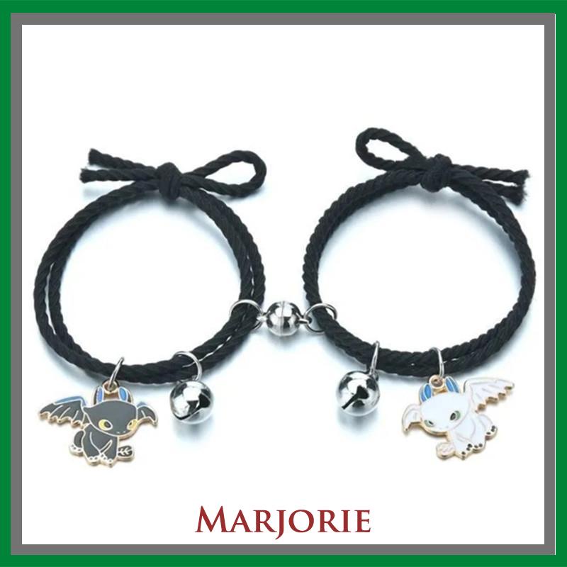 2 Pcs Fashion Magnet Gelang Hitam Dan Putih Toothless Beberapa Gelang Wanita Pria Pasangan Hadiah Perhiasan Aksesoris-MJD