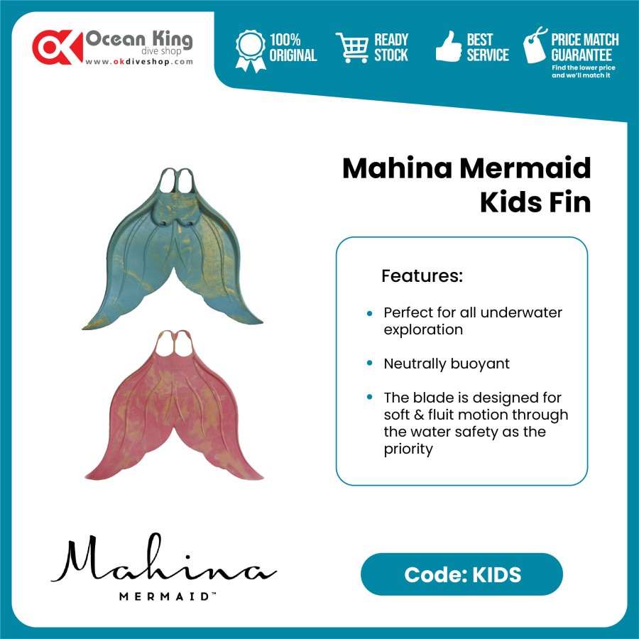 Mahina Mermaids Fin - Rubber Monofins for Kids