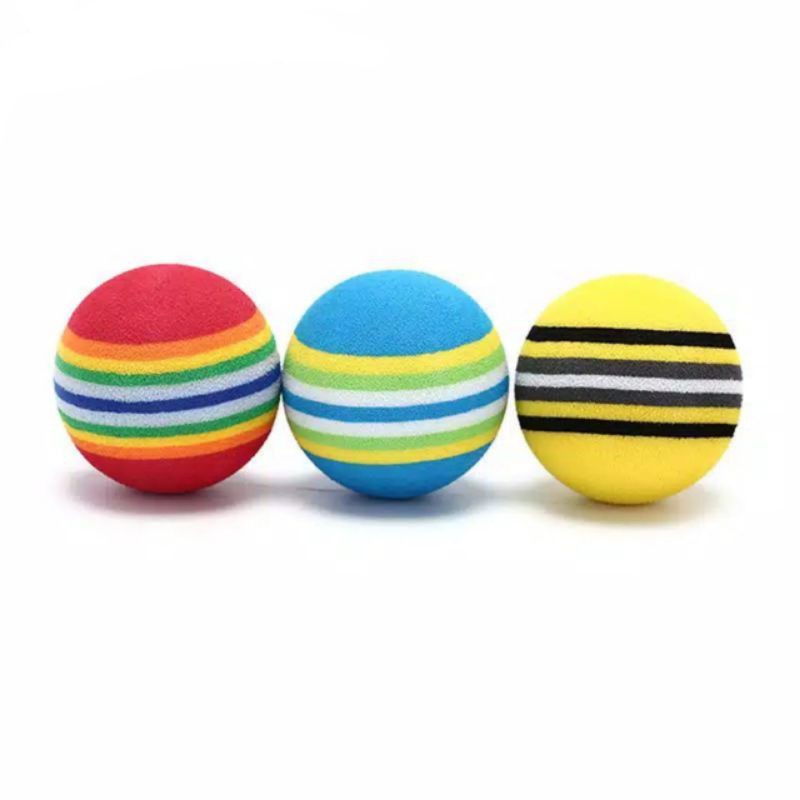 Mainan bola kunyah kucing uk 4cm motif pelangi dan planet