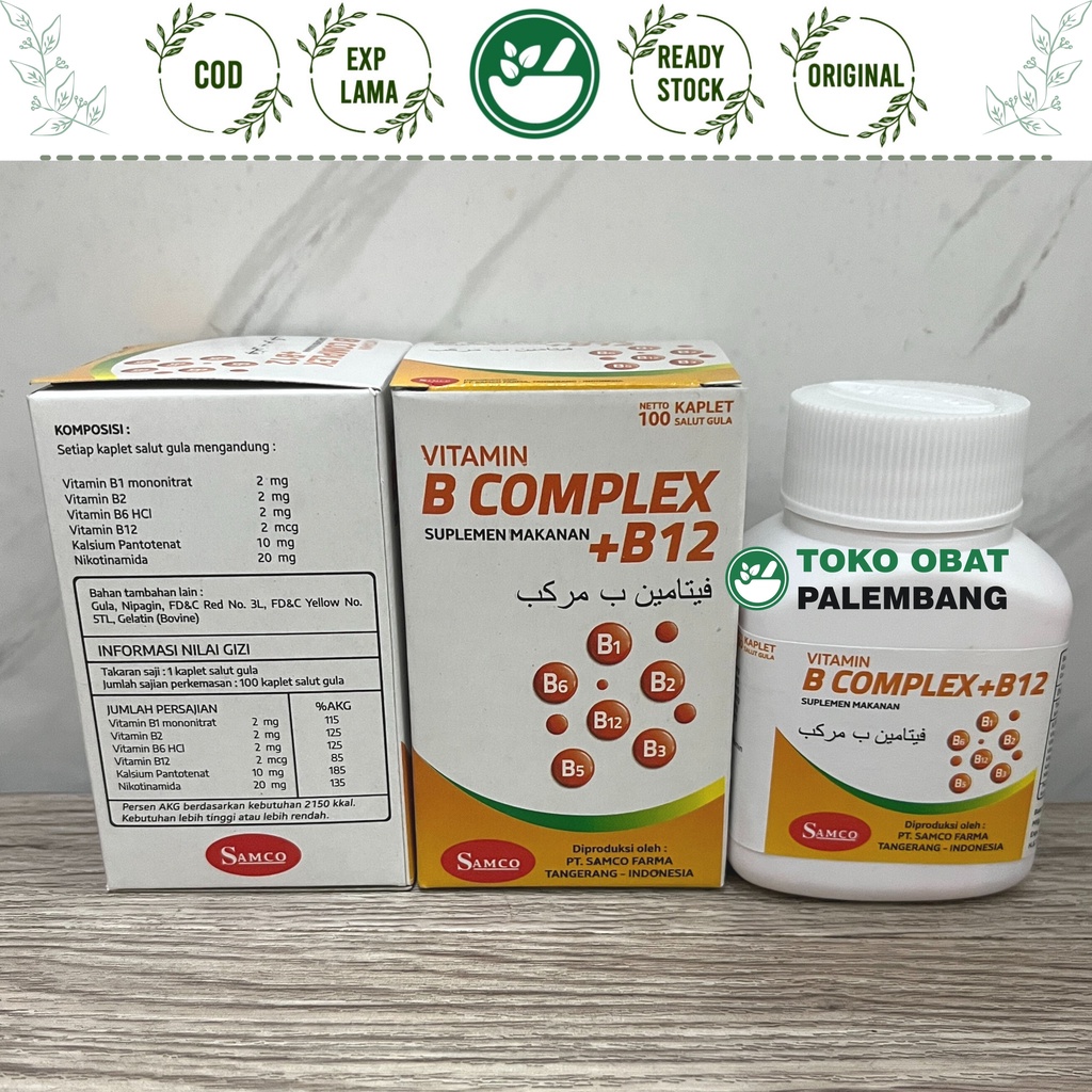 1 BOTOL B COMPLEX + B12 100 KAPLET SAMCO VITAMIN B KOMPLEK BETOMINPLEX B COMPLEX SAMCO