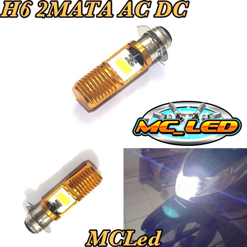 COD LAMPU LED DEPAN AC DC H6 2MATA CASING CNC H6 matic bebek supra revo beat mio vario xeon jupz vega dll