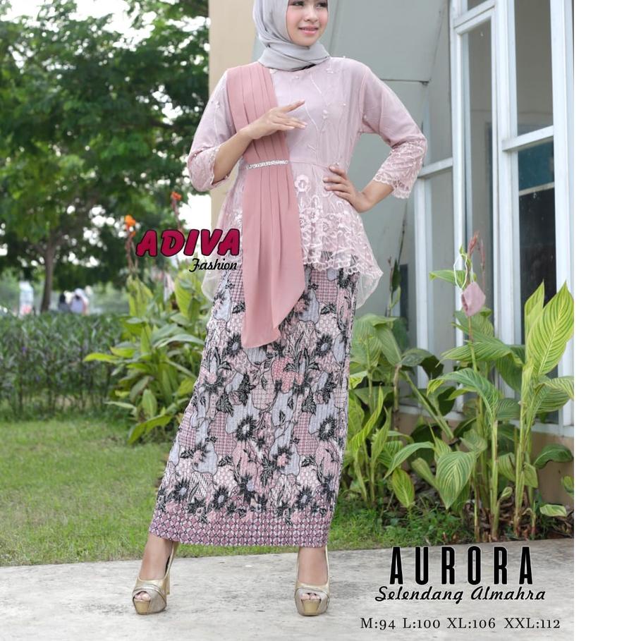 ➹ () SETELAN KEBAYA MODERN TILLE SELENDANG/KEBAYA BROKAT MODERN/KEBAYA WISUDA/BAJU KEBAYA SELENDANG