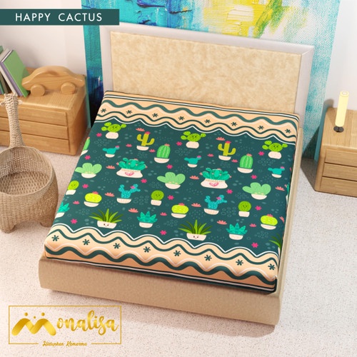MONALISA Sprei Waterproof 180x200 - anti ompol air water proof Paus Rainbow  Rainbow Dinosaurus Rocket Galaxy180 SP-Happy Cactus