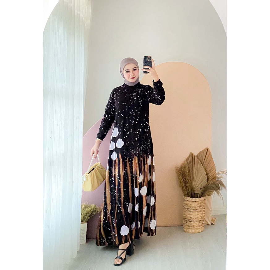 Gamis Rayon Malaman Batik Motif Viral