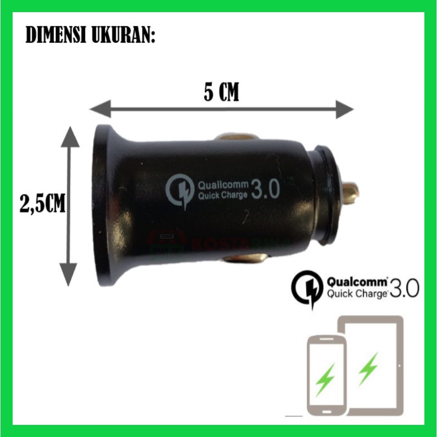 KOSTARIKA Car Charger Colokan Mobil Super Mini 1 Slot Fast Charging 3.0 Qualcomm