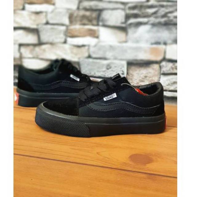 SEPATU ANAK VANS FULL BLACK PREMIUM QUALITY VANS OLDSKOOL KIDS FULL BLACK