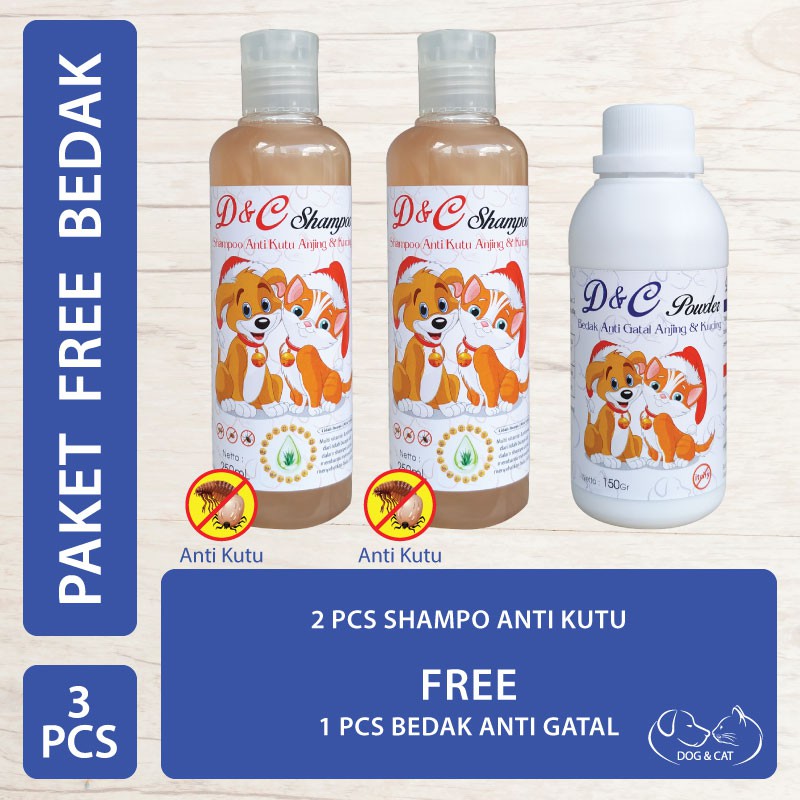 D&C Shampo Anti Kutu Free Bedak Anti Gatal Anjing & Kucing 150 Gram
