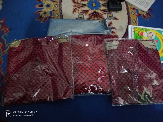 Batik Couple Keluarga Sania Ruffle Ori Ndoro Jowi Dnt Motif Bara Api Merah