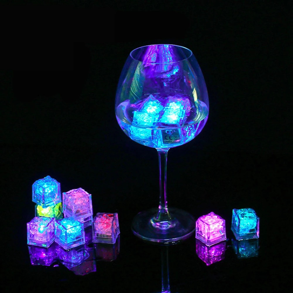 LED Ice Cube Flash Light Glowing Ball Party Bar Wine Glass Supplies / Wedding Festival Christmas Decoration Color Changing Lamp