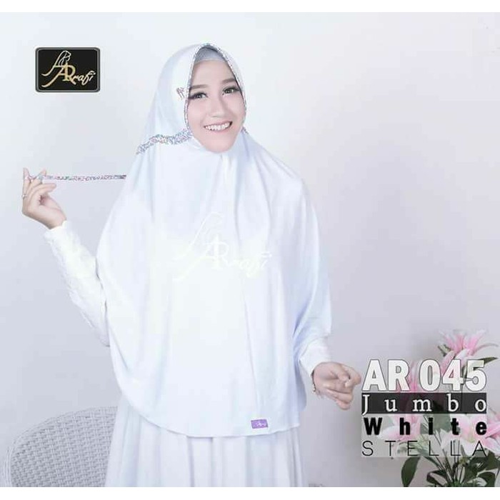 Promo!! Arrafi Hijab Putih Polos Ar 093 & Serut Ar 045 Jumbo Terlaris!!