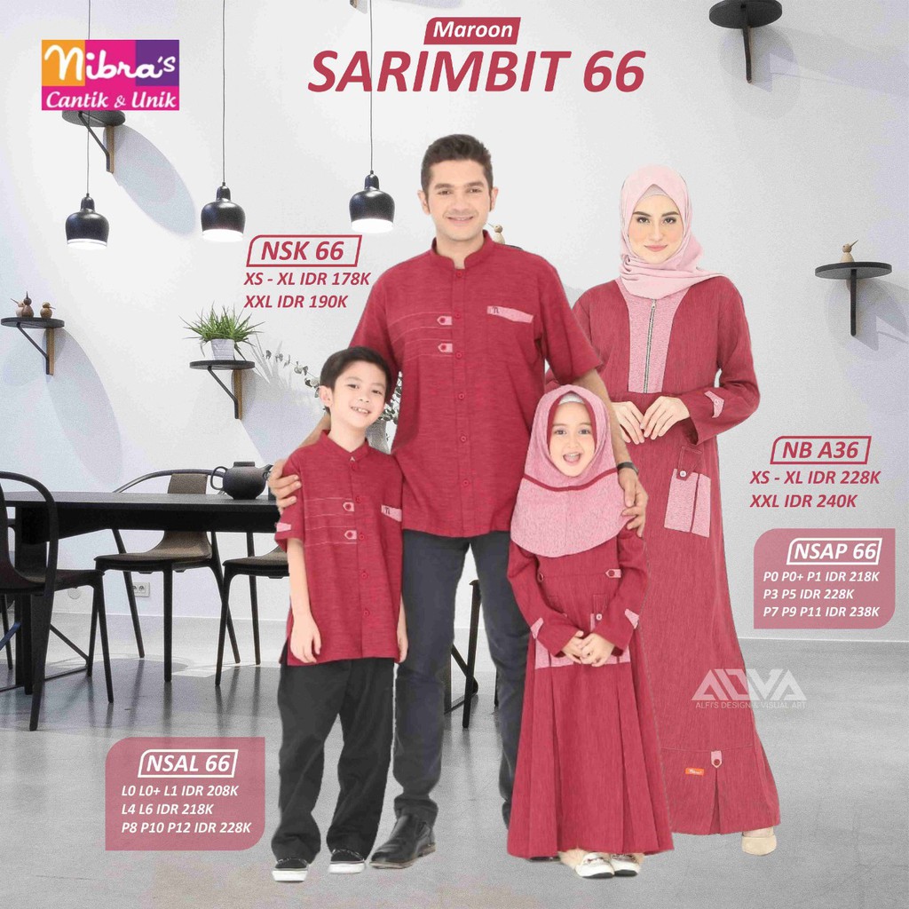 SARIMBIT NIBRAS 66 MARUN NBRS BAJU COUPLE KELUARGA MUSLIM LEBARAN 2020 TERBARU [COD]