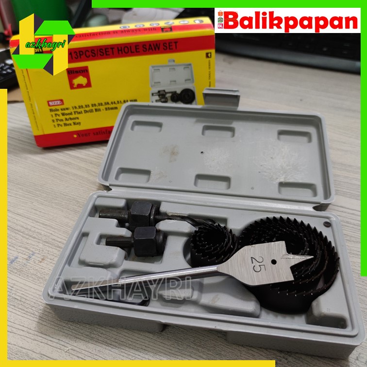 Holesaw Set 13 pcs Bison Mata Bor Lubang Kayu Paralon PVC Hidroponik