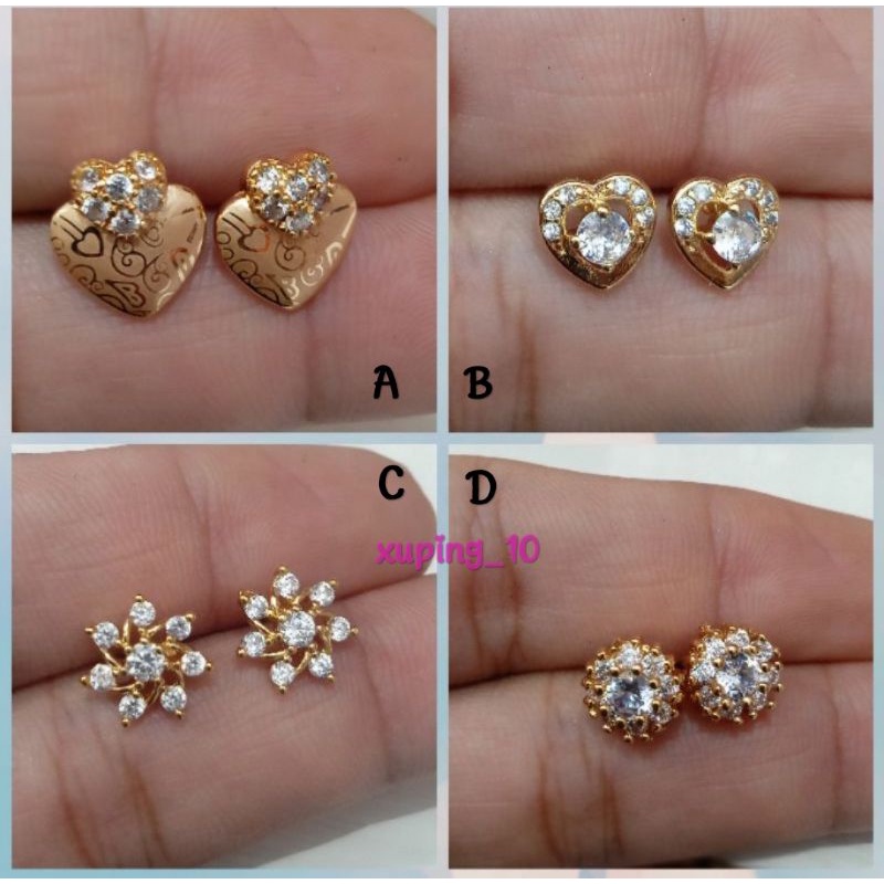 XP-00-Anting tusuk wanita xuping berlapis emas dengan mata zircon.
