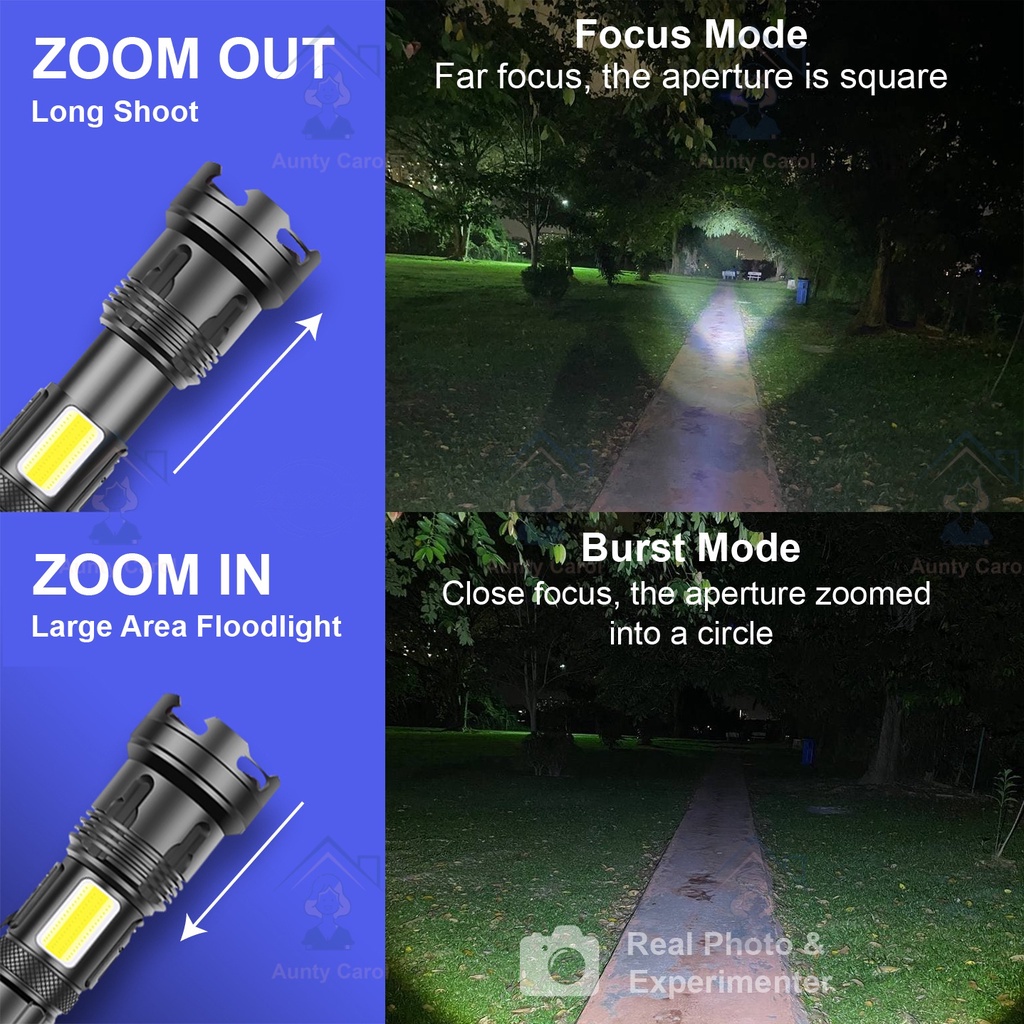 Anbolt Ultral Power Senter XHP160 +2PCS 26650 Zoomable Torch Camp Taktis Cahaya Tahan Air Flashlight