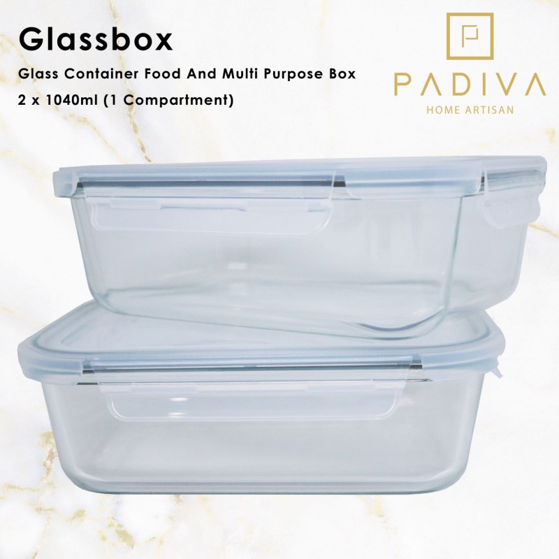 PADIVA 1040ML (2PCS) GLASSBOX 1 COMPARTMENT (GBP1040S)