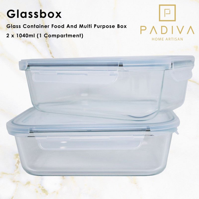 PADIVA 1040ML (2PCS) GLASSBOX 1 COMPARTMENT (GBP1040S)