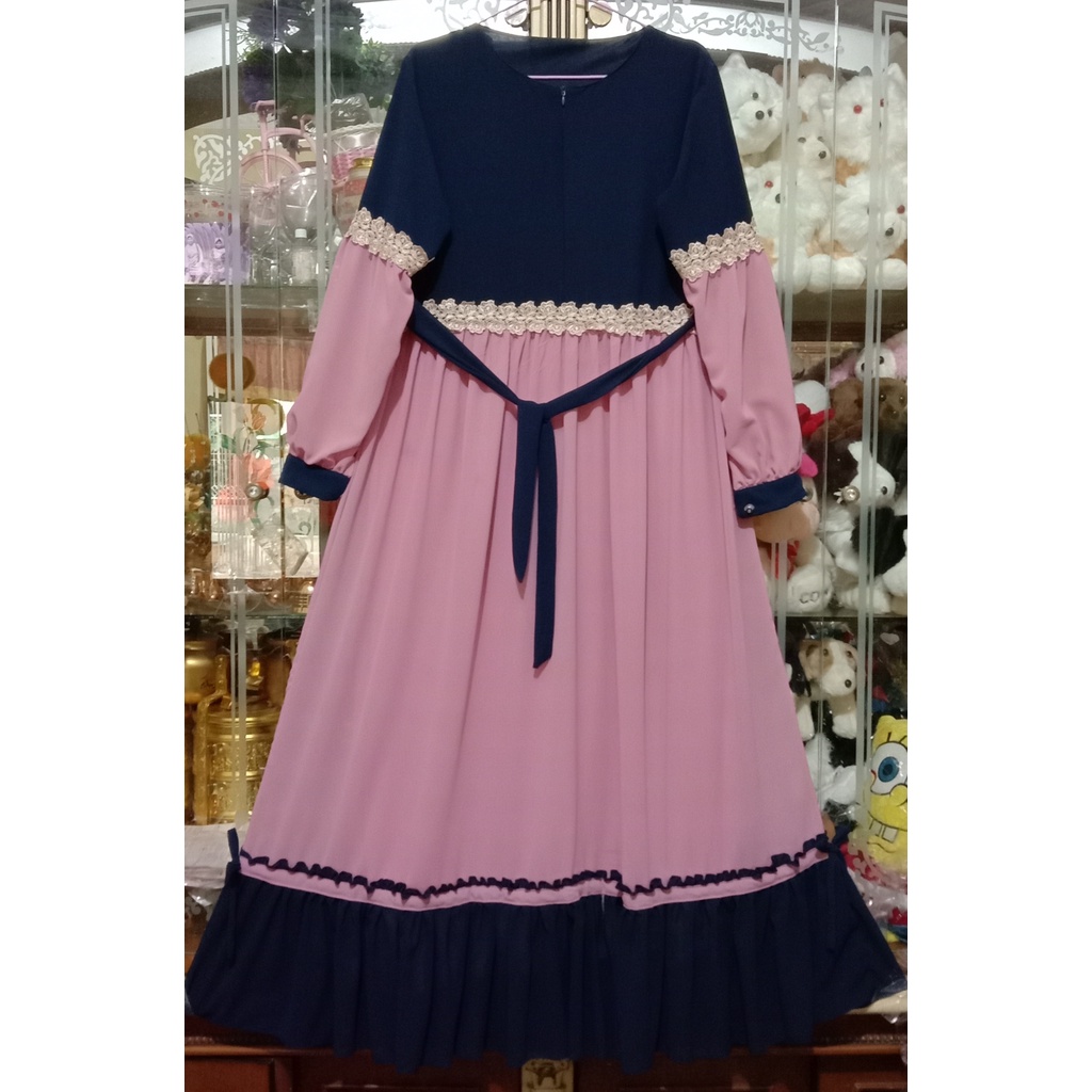 Dress kombinasi ceruttibabydoll variasi renda besar/dress modis bandung indonesia