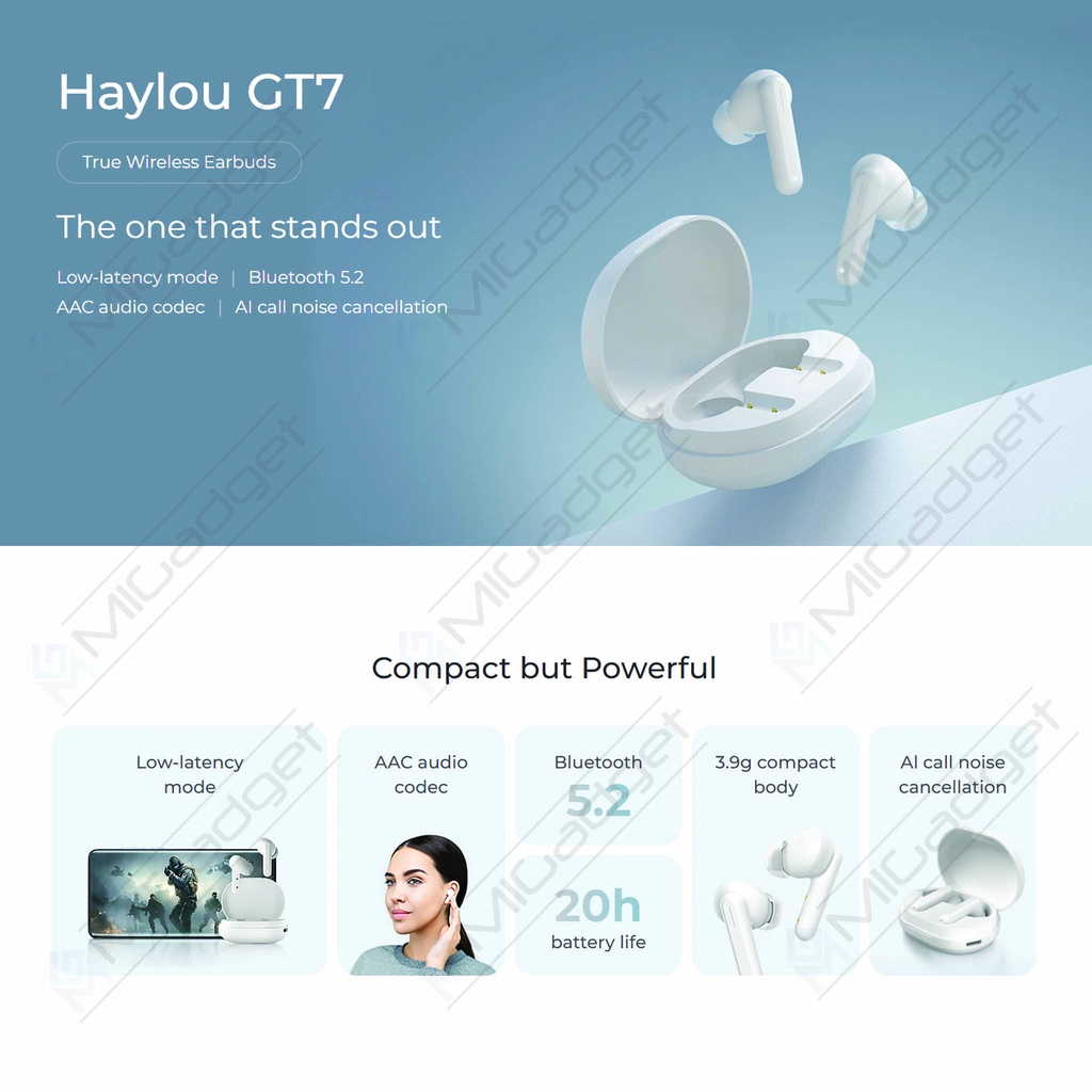 Haylou GT 7 GT7 Earbuds Earphone TWS Gaming Mode Bluetooth 5.2