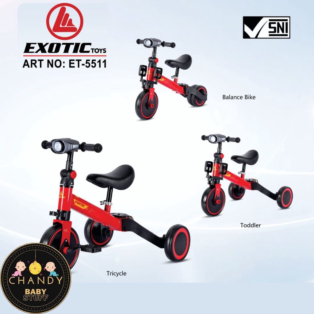 SEPEDA ANAK RODA TIGA BALANCE BIKE ADA MUSIK EXOTIC ET 5511 ( LAMPU )