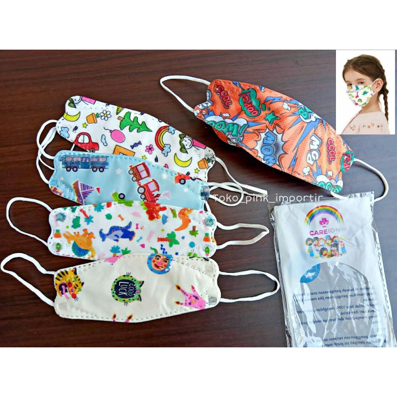 Careion Masker KF94 Anak Kids Motif KF94 Karakter Polos Korea Anak isi 10 Pcs